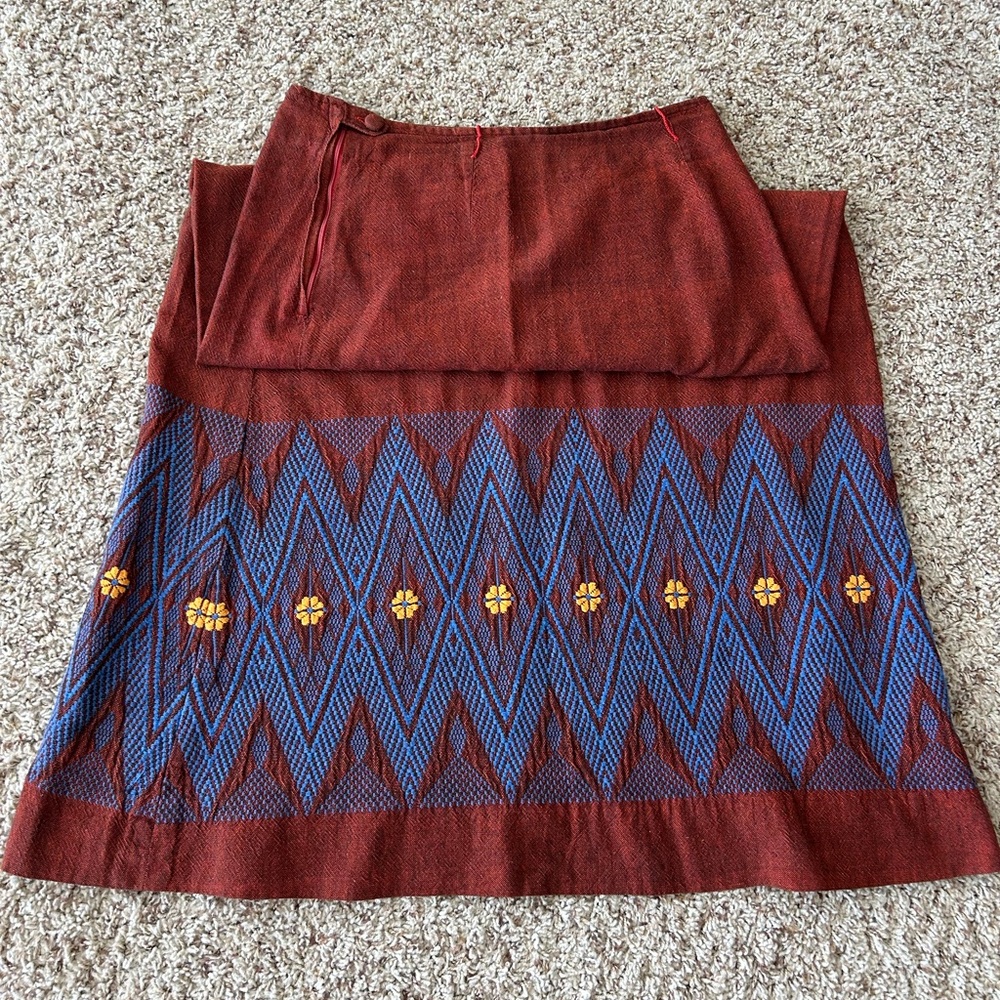 Red and Blue Handwoven Skirt